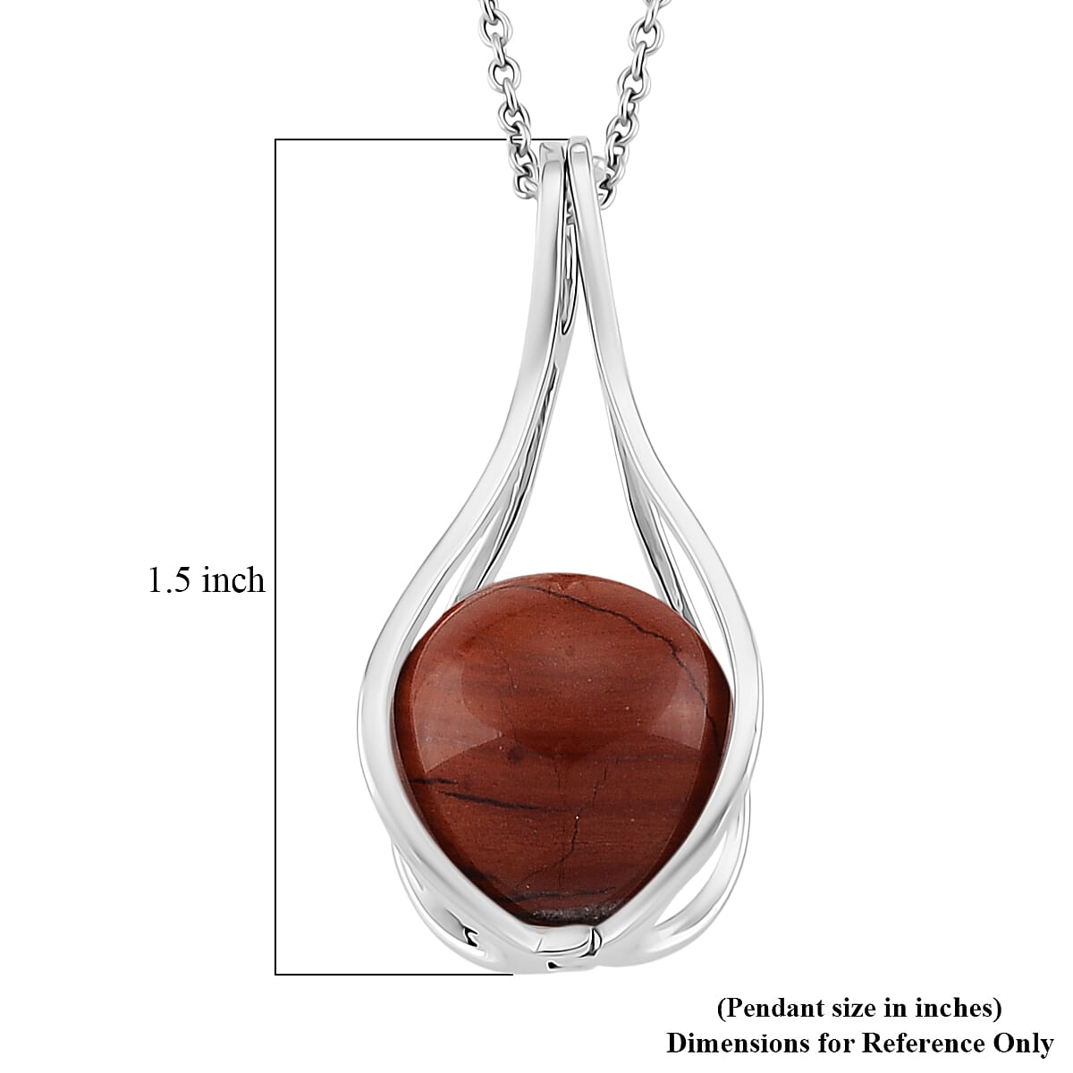 Red Jasper 23.00 ctw Pendant in Silvertone with Stainless Steel Necklace 20 Inches image number 5
