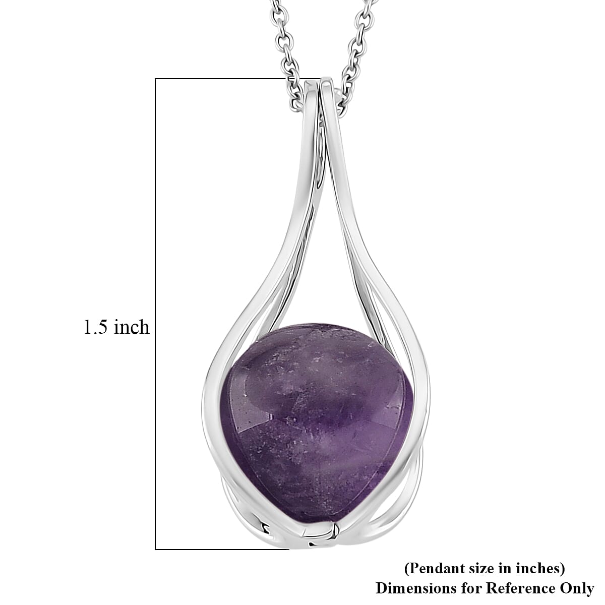 African Amethyst 23.00 ctw Pendant in Silvertone with Stainless Steel Necklace 20 Inches image number 5