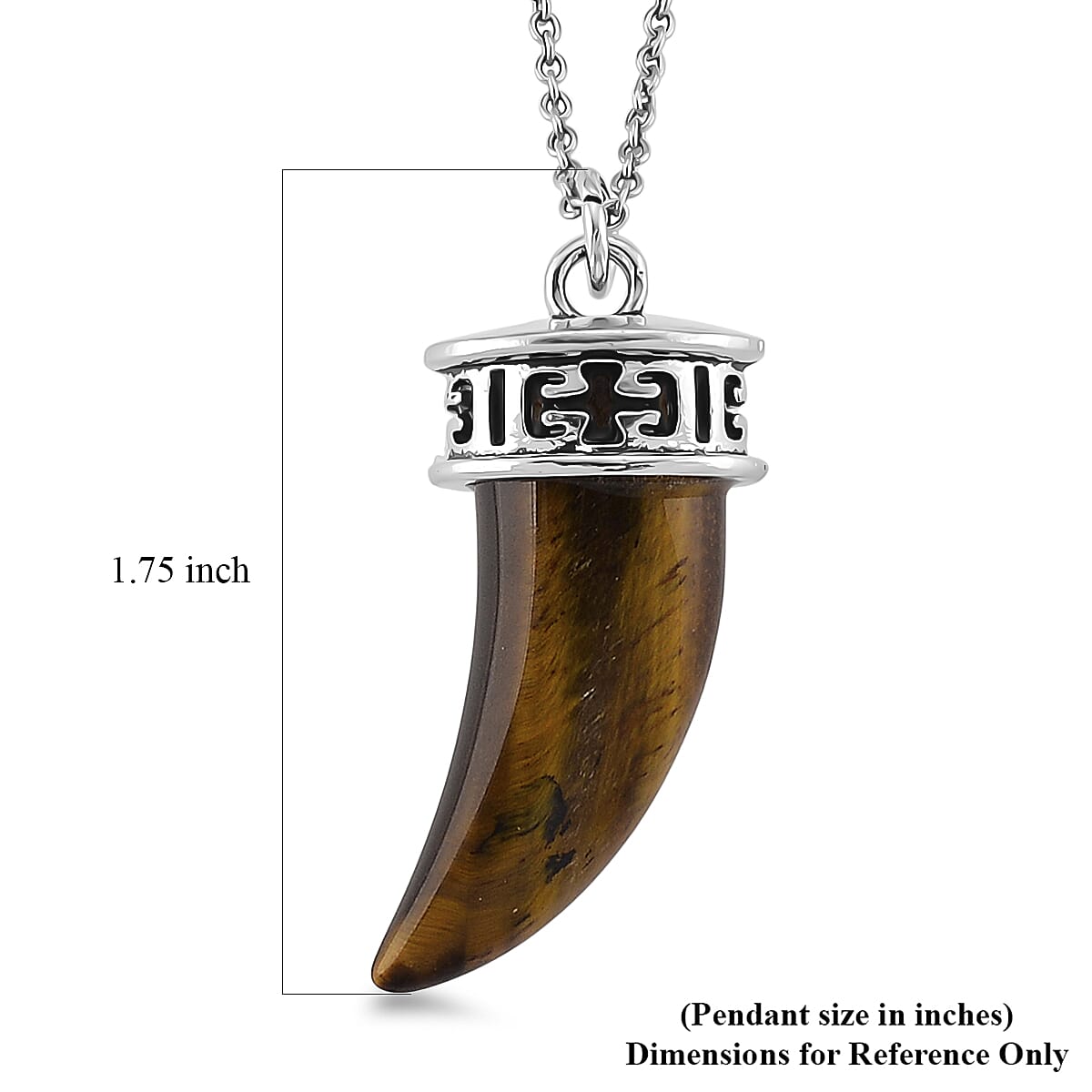 Yellow Tigers Eye 25.00 ctw Pendant in Silvertone with Stainless Steel Necklace 20 Inches