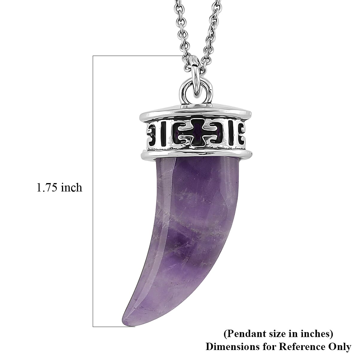 African Amethyst 25.00 ctw Pendant in Silvertone with Stainless Steel Necklace 20 Inches image number 5