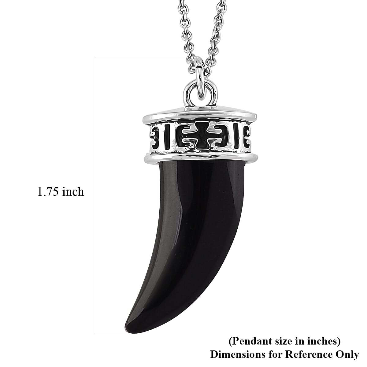 Black Obsidian 25.00 ctw Pendant in Silvertone with Stainless Steel Necklace 20 Inches image number 5