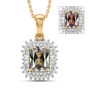 D'Joy AAA Turkizite and Diamond 2.20 ctw Pendant Necklace in 18K Vermeil Yellow Gold Over Sterling Silver 20 Inches