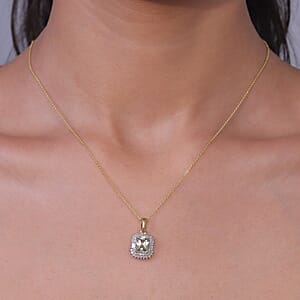 D'Joy AAA Turkizite and Diamond 2.20 ctw Pendant Necklace in 18K Vermeil Yellow Gold Over Sterling Silver 20 Inches
