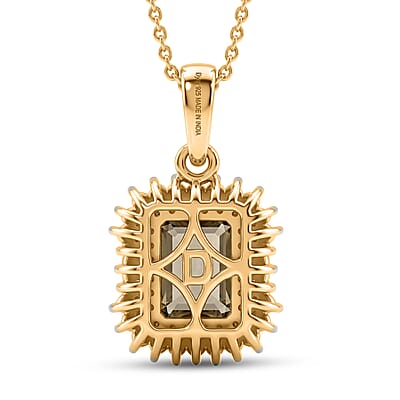 D'Joy AAA Turkizite and Diamond 2.20 ctw Sunset Halo Pendant Necklace in 18K Vermeil Yellow Gold Over Sterling Silver 20 Inches