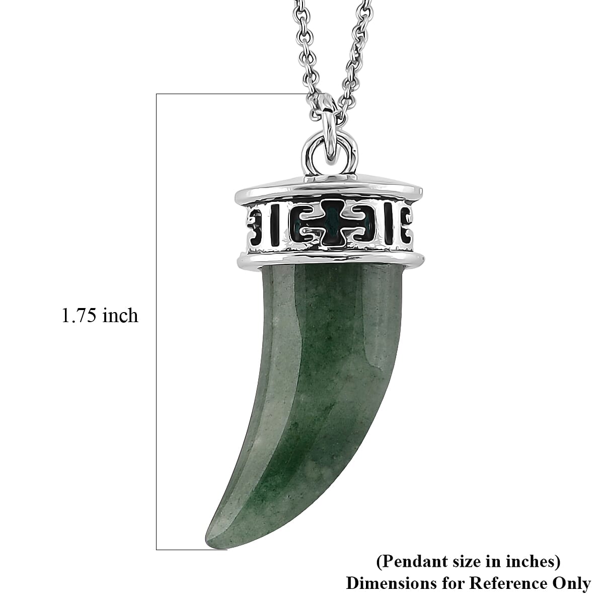 Green Aventurine 25.00 ctw Pendant in Silvertone with Stainless Steel Necklace 20 Inches image number 5