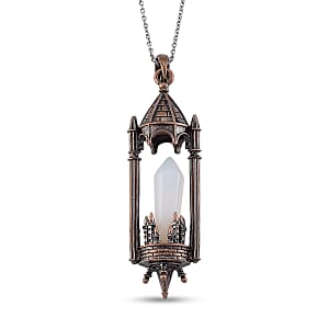 Opalite 28.00 ctw Pendant in Silvertone with Stainless Steel Necklace 20 Inches