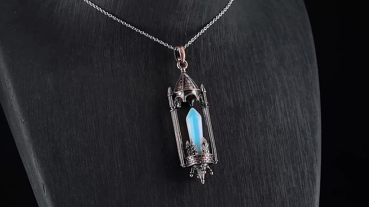 Opalite Pendant in Silvertone with Stainless Steel Necklace (20 Inches) 28.00 ctw