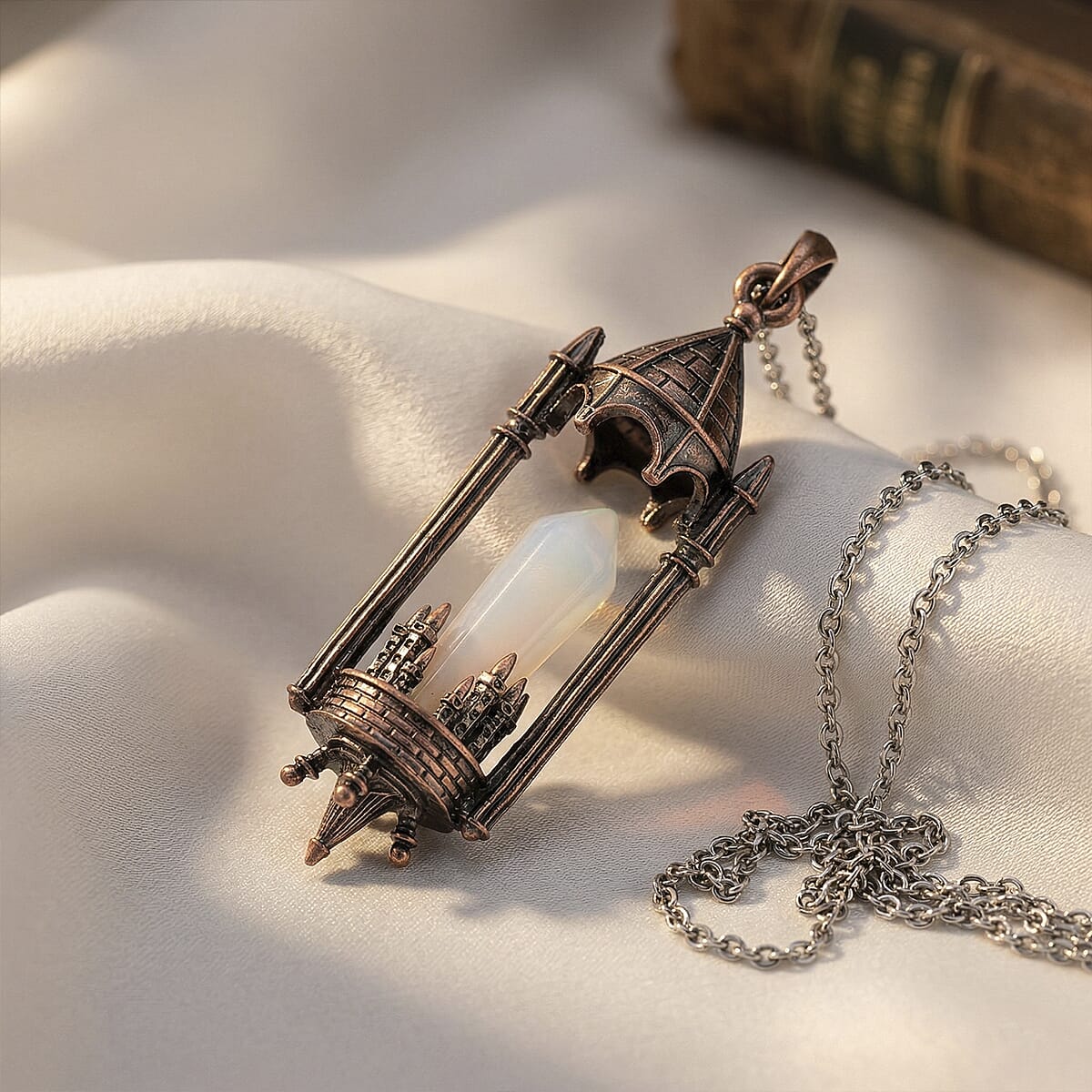 Opalite 28.00 ctw Pendant in Silvertone with Stainless Steel Necklace 20 Inches image number 1