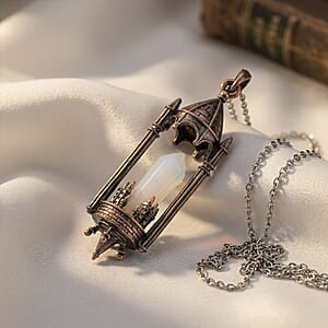 Opalite 28.00 ctw Pendant in Silvertone with Stainless Steel Necklace 20 Inches