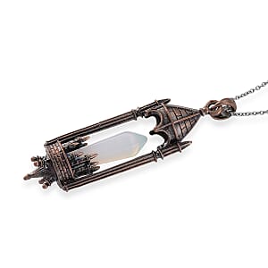 Opalite 28.00 ctw Pendant in Silvertone with Stainless Steel Necklace 20 Inches