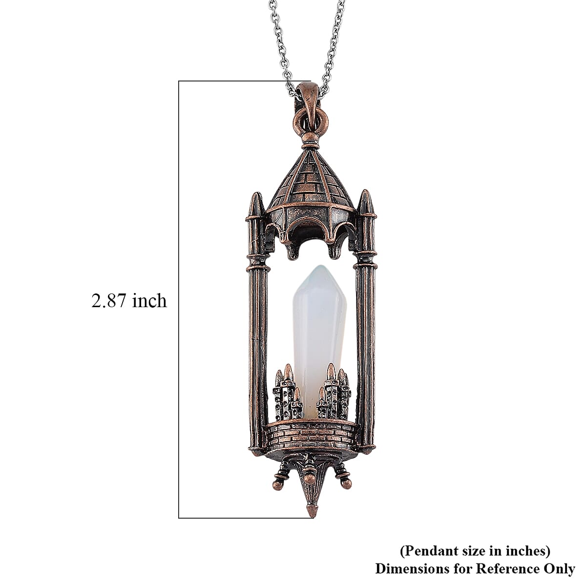 Opalite 28.00 ctw Pendant in Silvertone with Stainless Steel Necklace 20 Inches