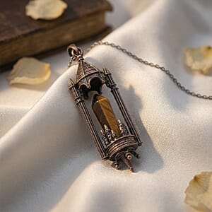 Yellow Tigers Eye 28.00 ctw Pendant in Silvertone with Stainless Steel Necklace 20 Inches