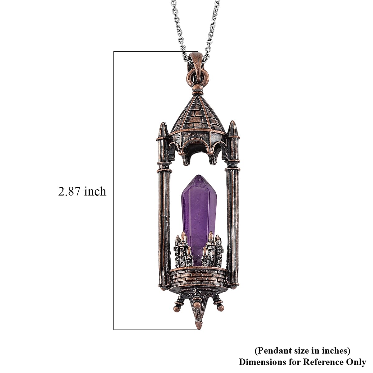 African Amethyst 28.00 ctw Pendant in Silvertone with Stainless Steel Necklace 20 Inches image number 5
