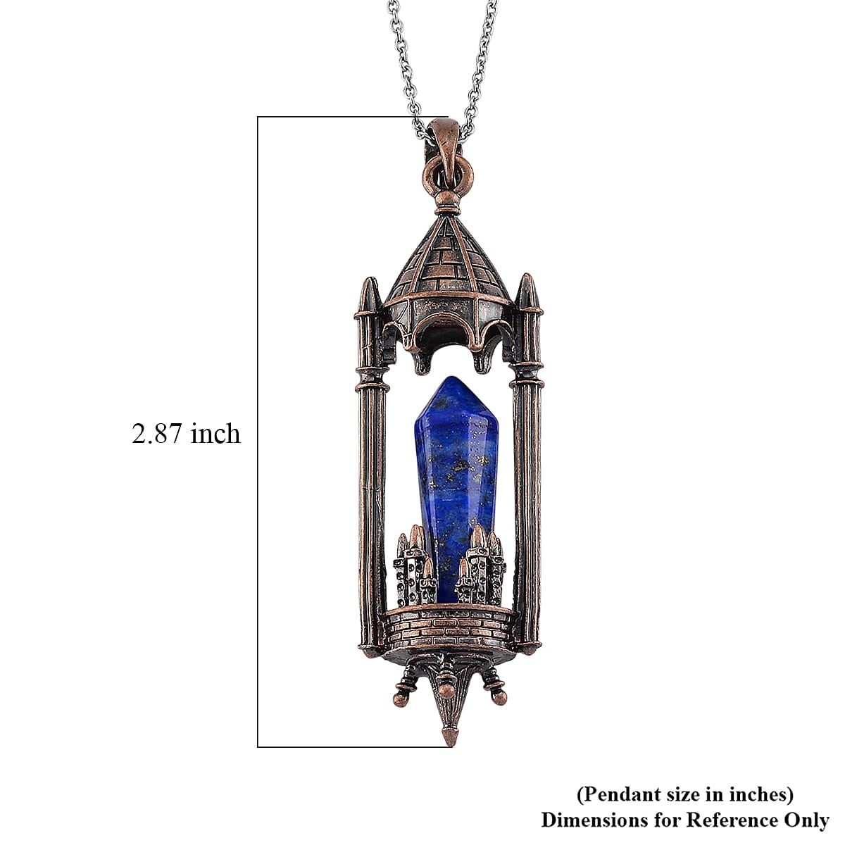 Lapis Lazuli 28.00 ctw Pendant in Silvertone with Stainless Steel Necklace 20 Inches image number 5