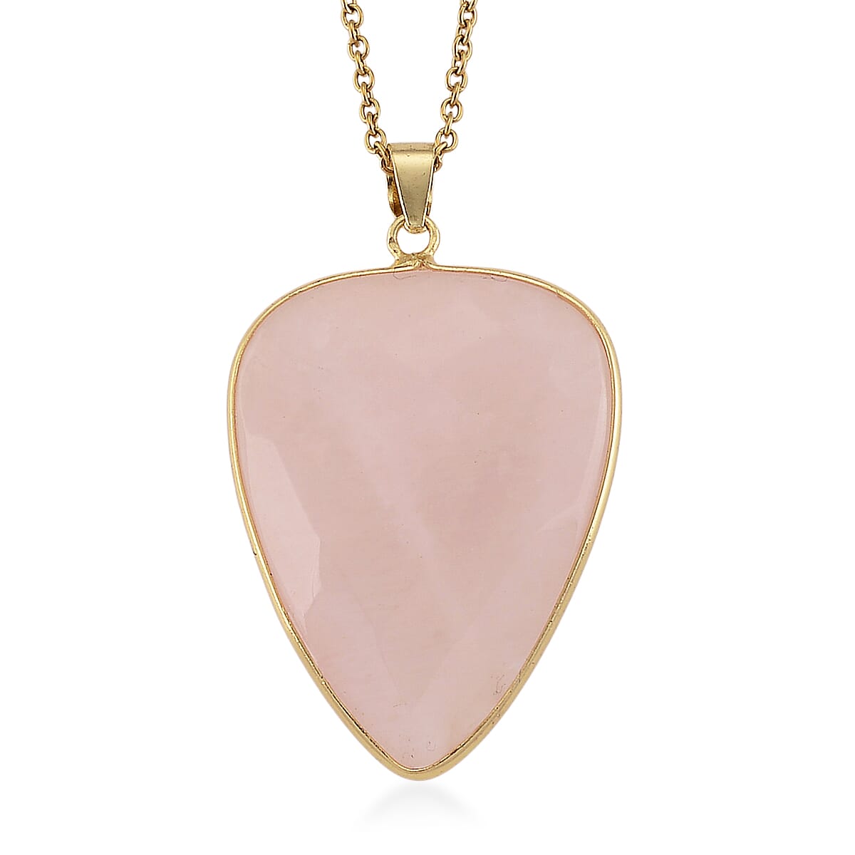 Galilea Rose Quartz 40.00 ctw Pendant in Goldtone with ION Plated YG Stainless Steel Necklace 20 Inches