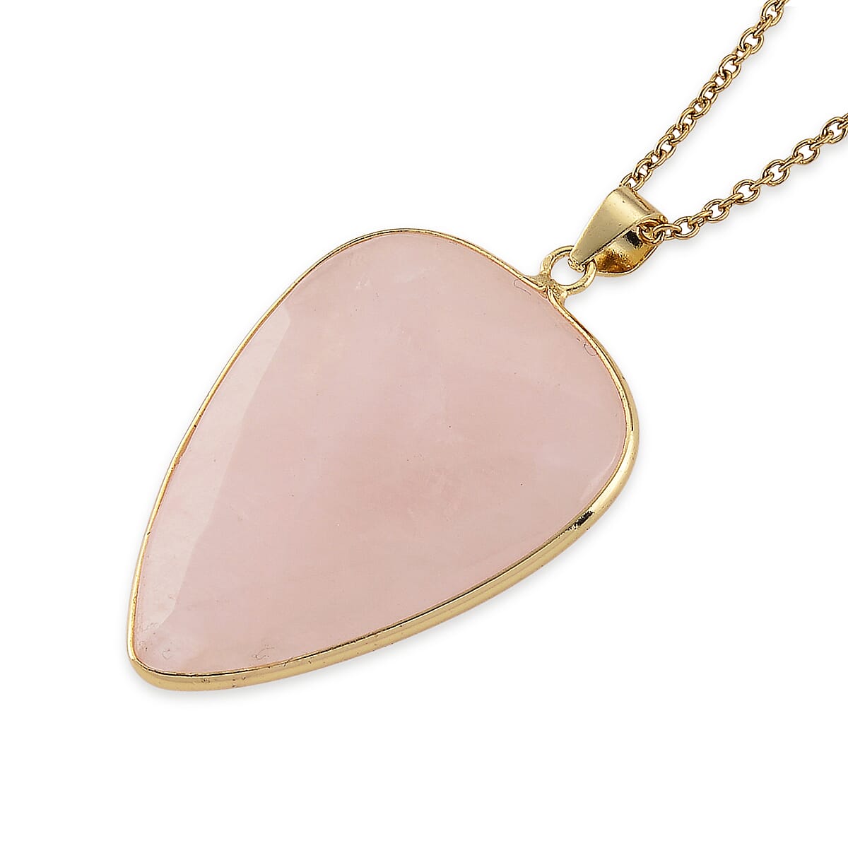 Galilea Rose Quartz 40.00 ctw Pendant in Goldtone with ION Plated YG Stainless Steel Necklace 20 Inches