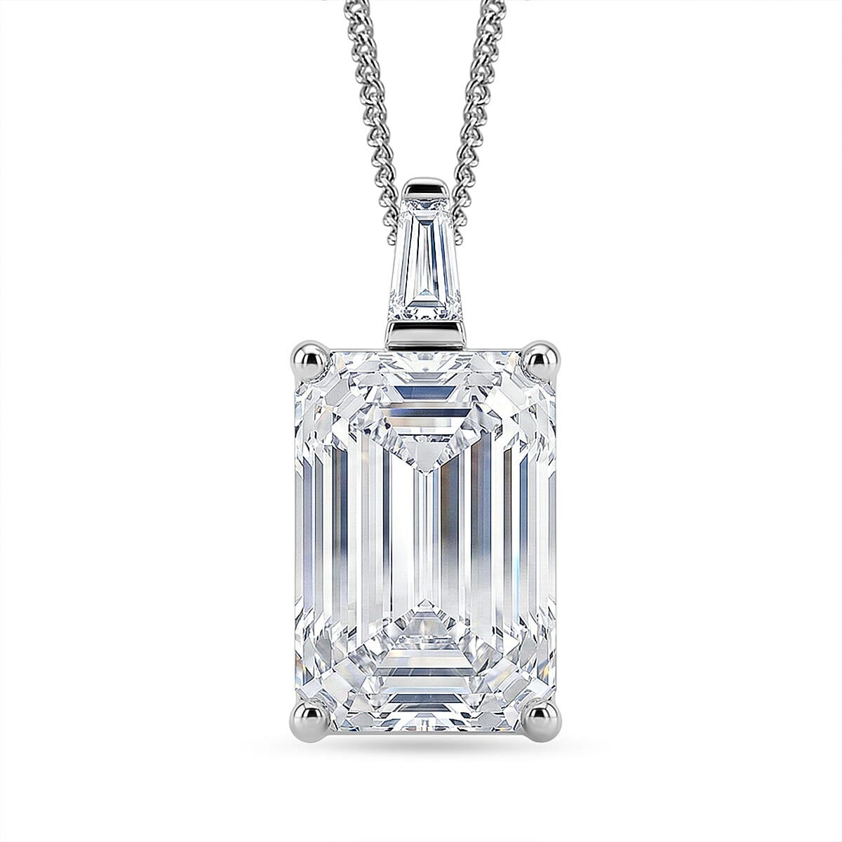 D'Joy Moissanite 10.30 ctw Pendant Necklace in Rhodium Over Sterling Silver 18 Inches