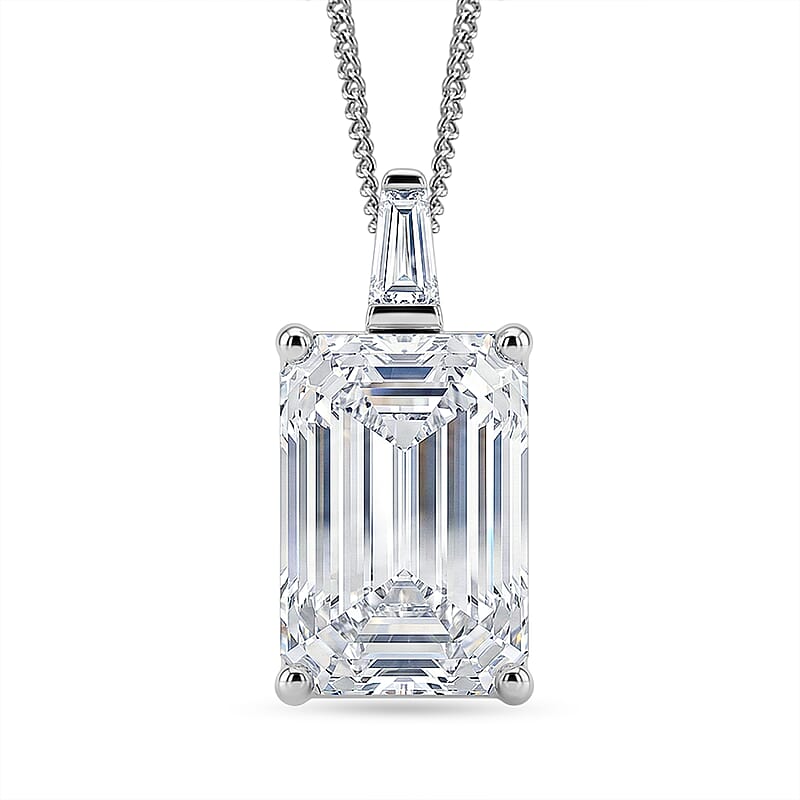 D'Joy Moissanite 10.30 ctw Pendant Necklace in Rhodium Over Sterling Silver 18 Inches