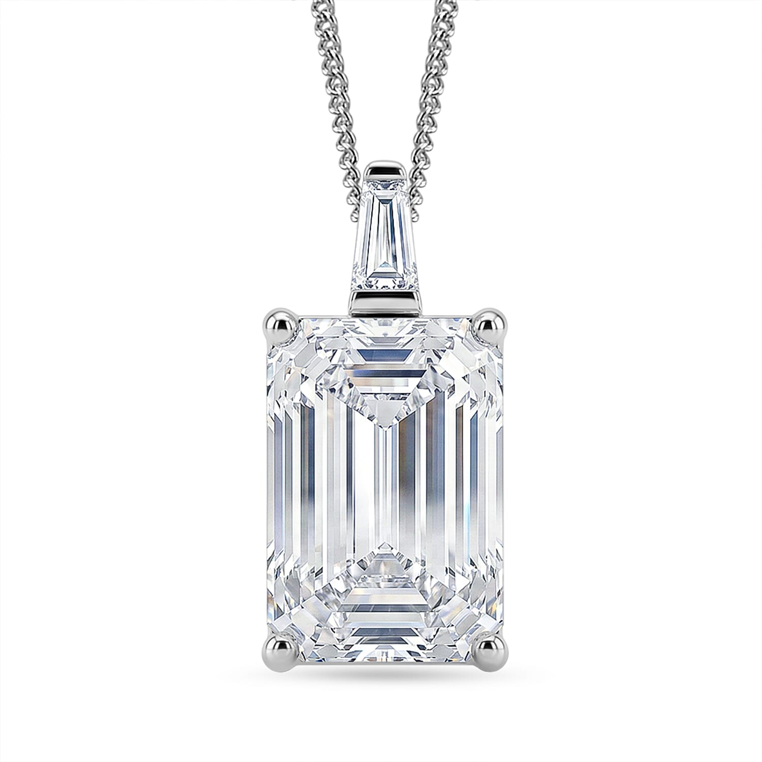 D'Joy Moissanite 10.30 ctw Pendant Necklace in Rhodium Over Sterling Silver 18 Inches