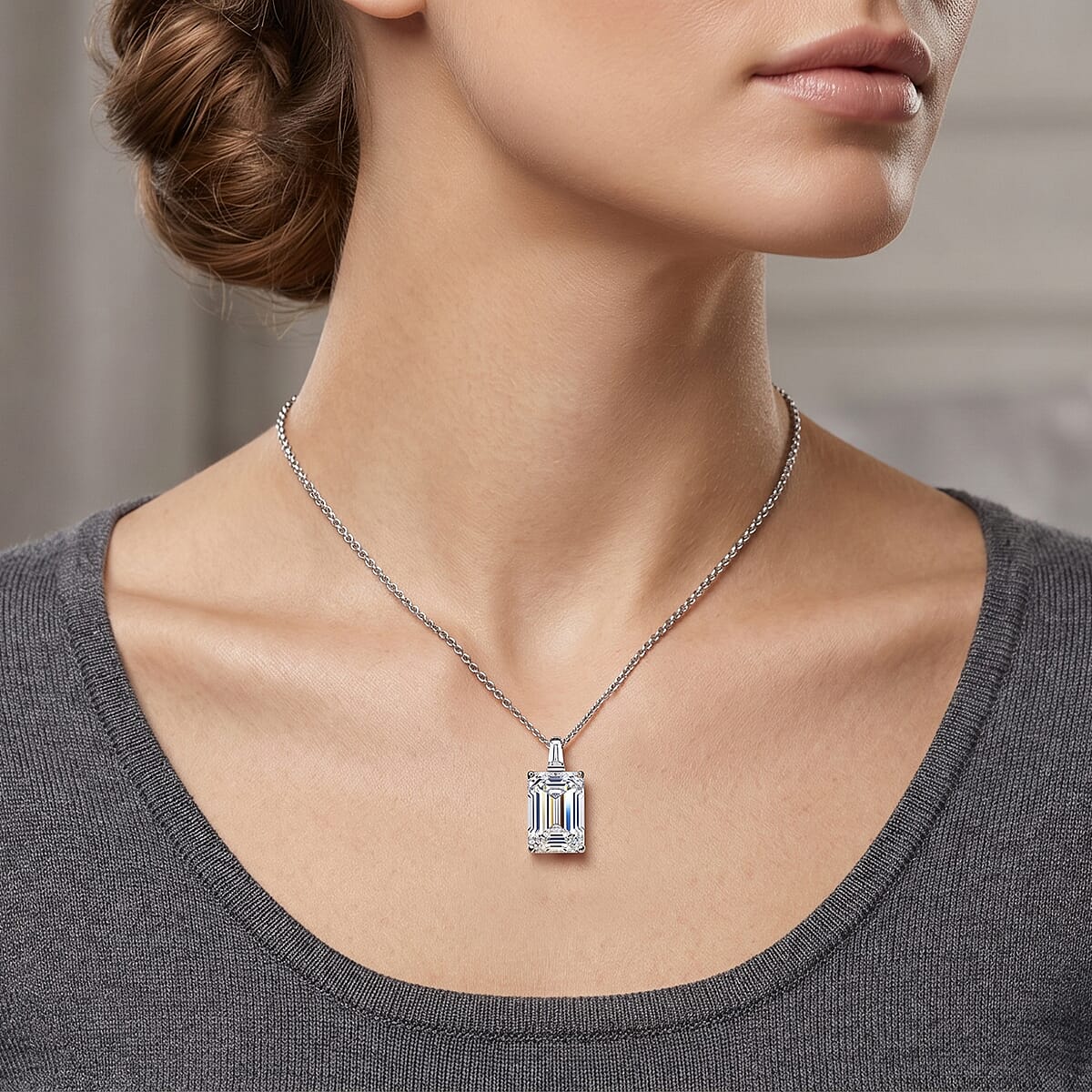 D'Joy Moissanite 10.30 ctw Pendant Necklace in Rhodium Over Sterling Silver 18 Inches image number 1