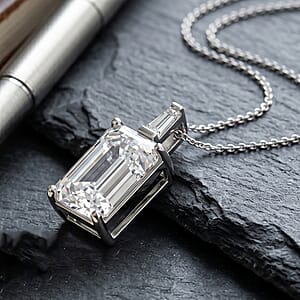 D'Joy Moissanite 10.30 ctw Pendant Necklace in Rhodium Over Sterling Silver 18 Inches