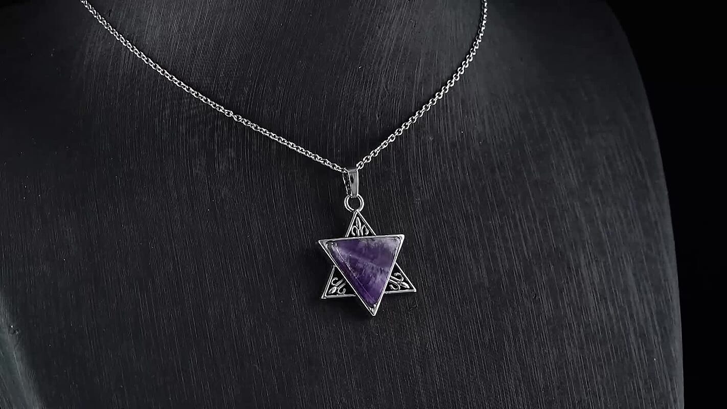 African Amethyst Pendant in Silvertone with Stainless Steel Necklace (20 Inches) 8.00 ctw