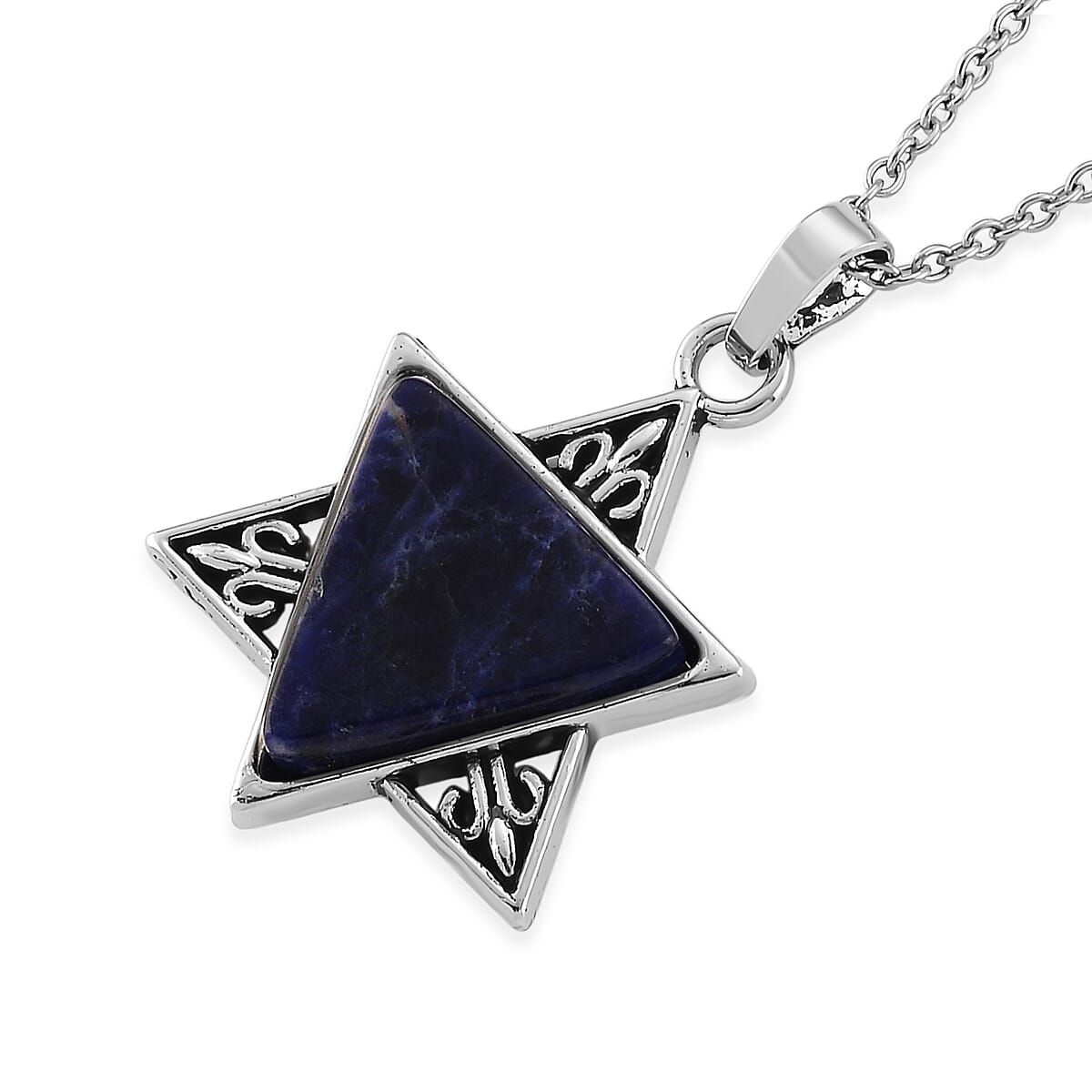 Lapis Lazuli 8.00 ctw Pendant in Silvertone with Stainless Steel Necklace 20 Inches image number 3