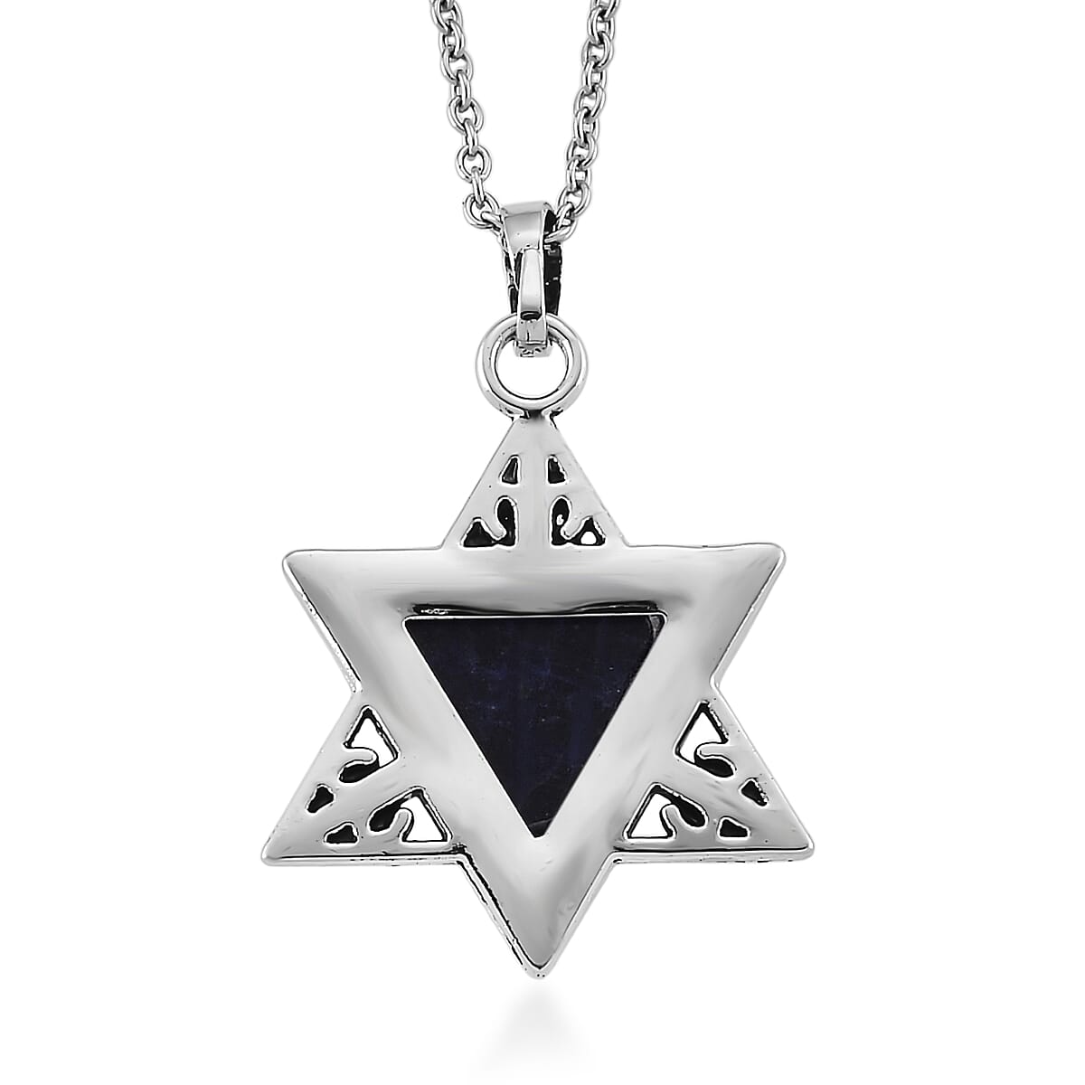 Lapis Lazuli 8.00 ctw Pendant in Silvertone with Stainless Steel Necklace 20 Inches image number 4