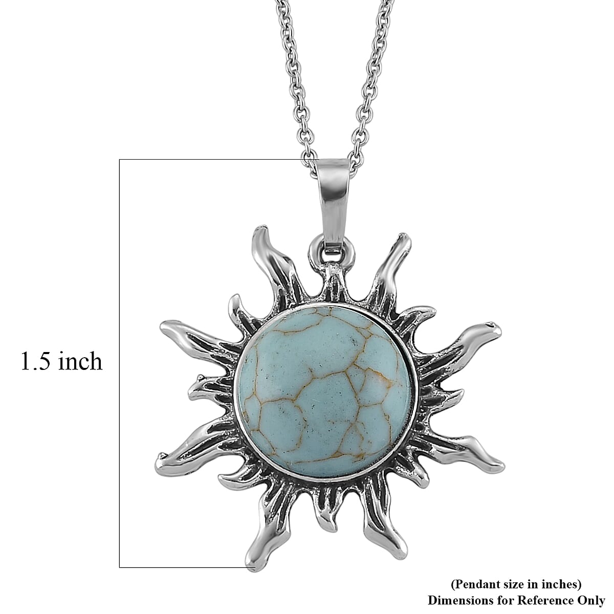 Blue Howlite 18.00 ctw Pendant in Silvertone with Stainless Steel Necklace 20 Inches image number 6