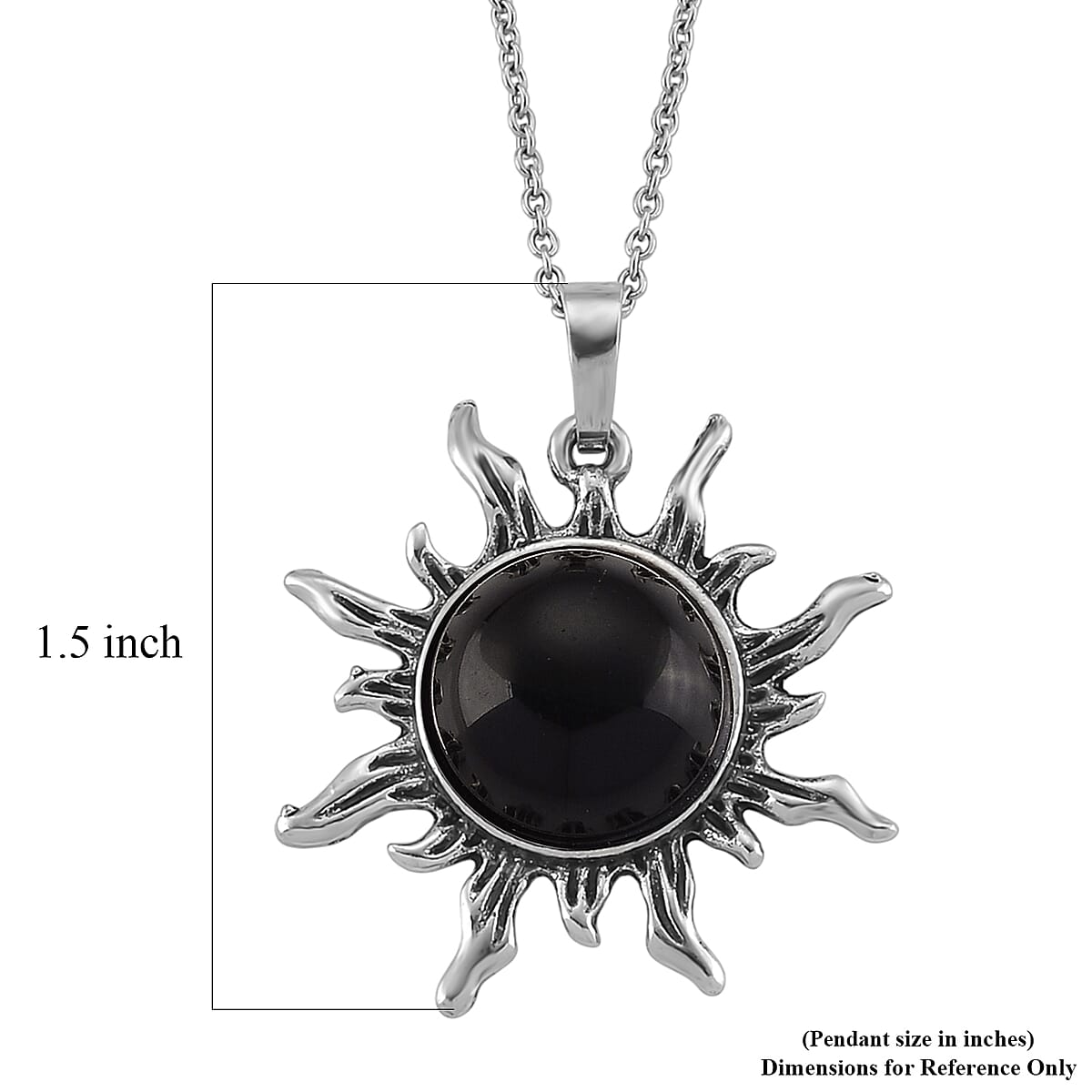 Black Obsidian 18.00 ctw Pendant in Silvertone with Stainless Steel Necklace 20 Inches image number 6