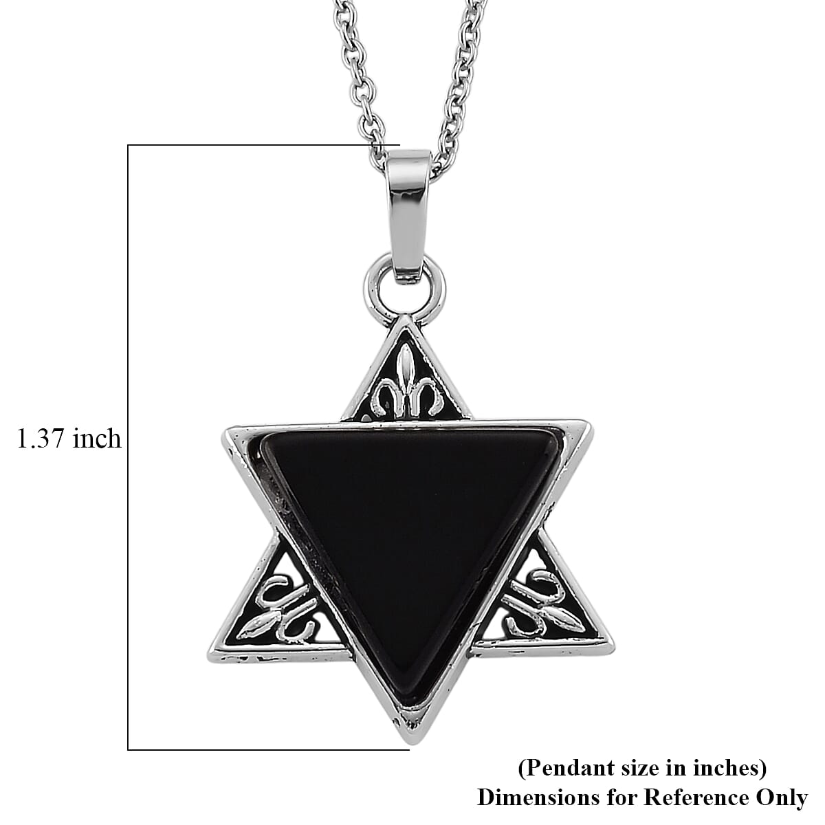 Black Obsidian 8.00 ctw Pendant in Silvertone with Stainless Steel Necklace 20 Inches image number 6