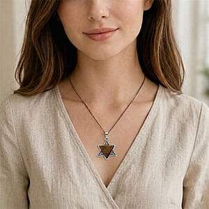 Yellow Tigers Eye 8.00 ctw Pendant in Silvertone with Stainless Steel Necklace 20 Inches