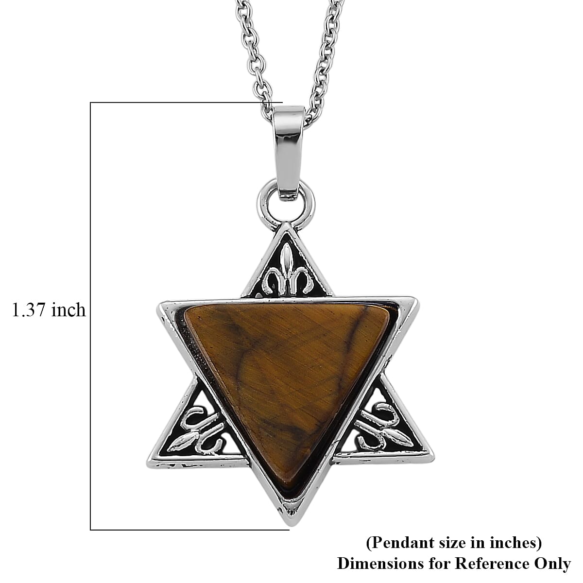 Yellow Tigers Eye 8.00 ctw Pendant in Silvertone with Stainless Steel Necklace 20 Inches image number 6