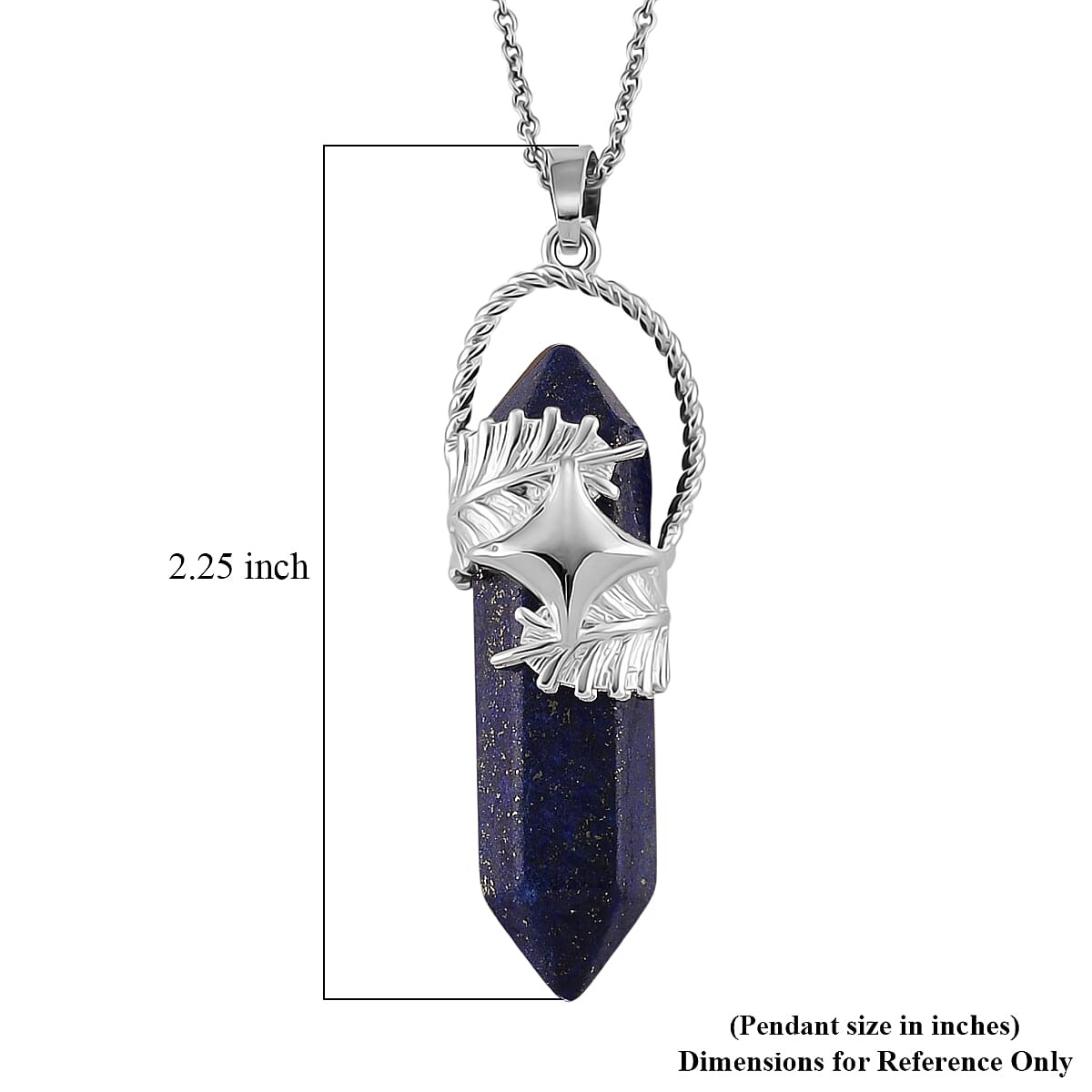 Lapis Lazuli 33.00 ctw Pendant in Silvertone with Stainless Steel Necklace 20 Inches image number 6