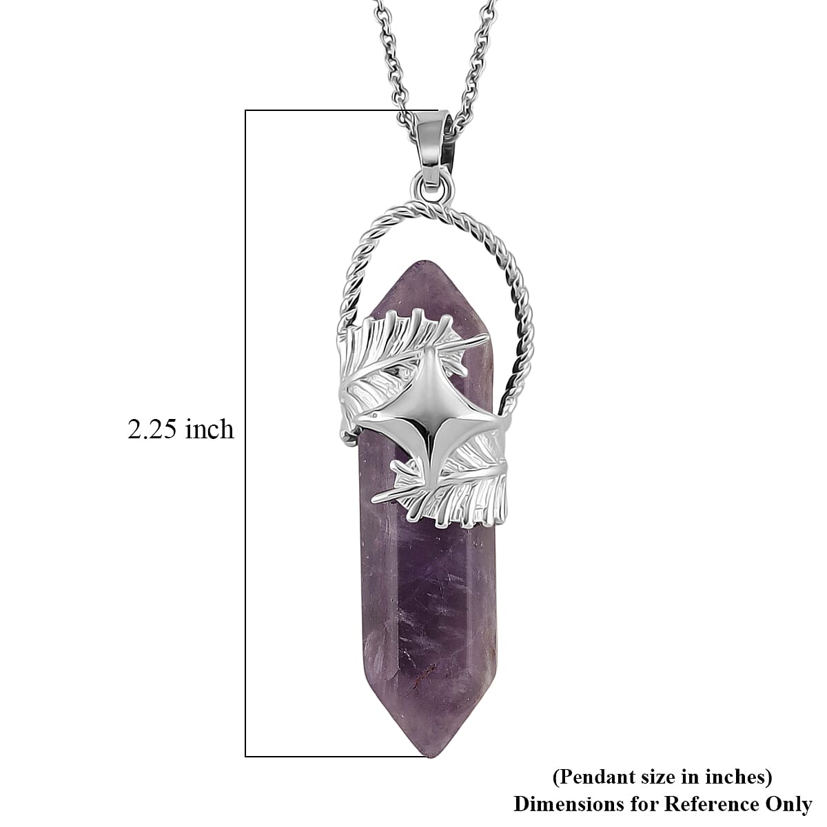 African Amethyst 33.00 ctw Pendant in Silvertone with Stainless Steel Necklace 20 Inches image number 6