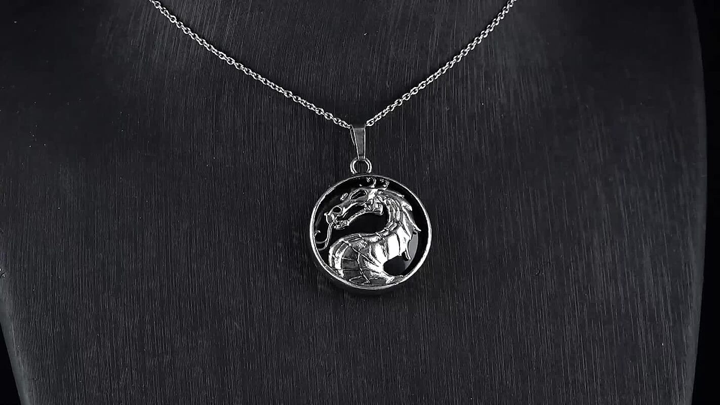 Black Obsidian Pendant in Silvertone with Stainless Steel Necklace (20 Inches) 43.00 ctw