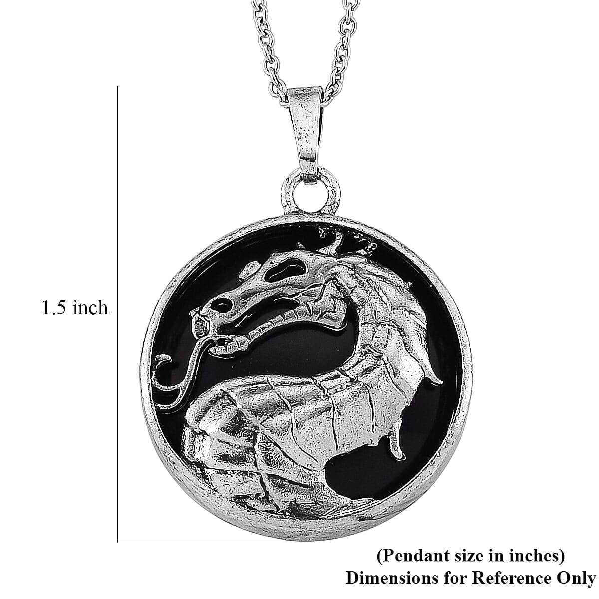 Black Obsidian 43.00 ctw Pendant in Silvertone with Stainless Steel Necklace 20 Inches