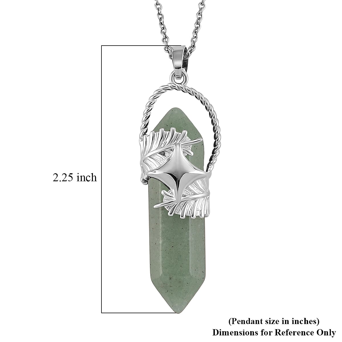 Green Aventurine 33.00 ctw Pendant in Silvertone with Stainless Steel Necklace 20 Inches image number 6
