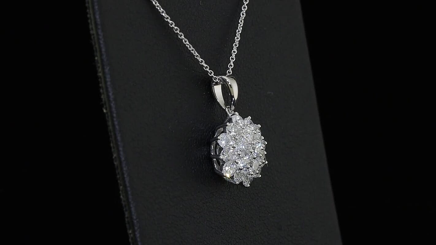 Luxoro Diamond I1-I2 1.00 ctw Pendant Necklace in 10K White Gold 20 Inches