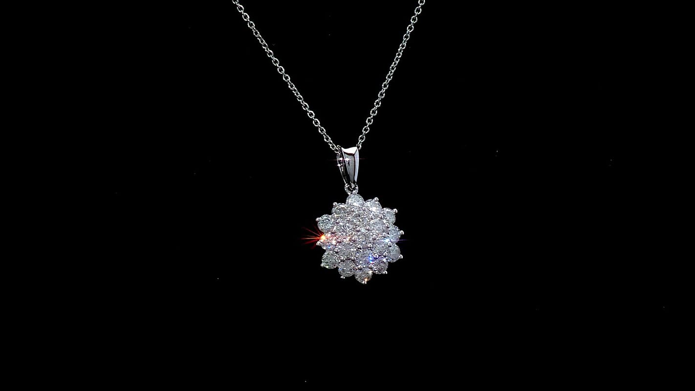 Luxoro Diamond I1-I2 1.00 ctw Pendant Necklace in 10K White Gold 20 Inches
