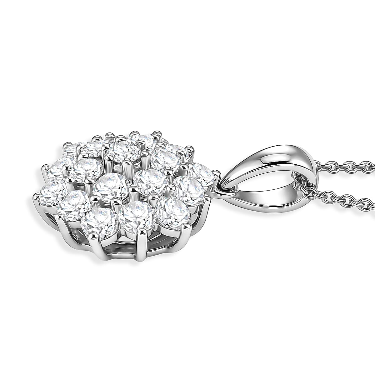 Luxoro Diamond I1-I2 1.00 ctw Pendant Necklace in 10K White Gold 20 Inches image number 3