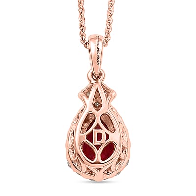 Certified and Appraised D'Joy Tanzanian Mahenge Garnet and Moissanite 2.00 ctw Pendant Necklace in 18K Vermeil Rose Gold Over Sterling Silver 20 Inches