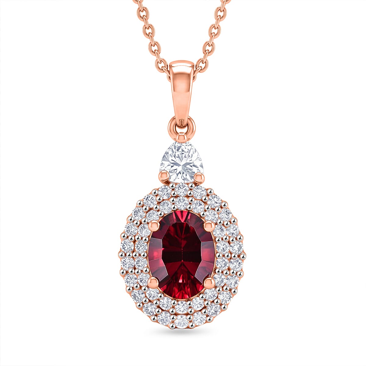 Pendant with Torn Chain 19DC (Size 20) in 18K RG Vermeil Sterling Silver 2.41 ctw