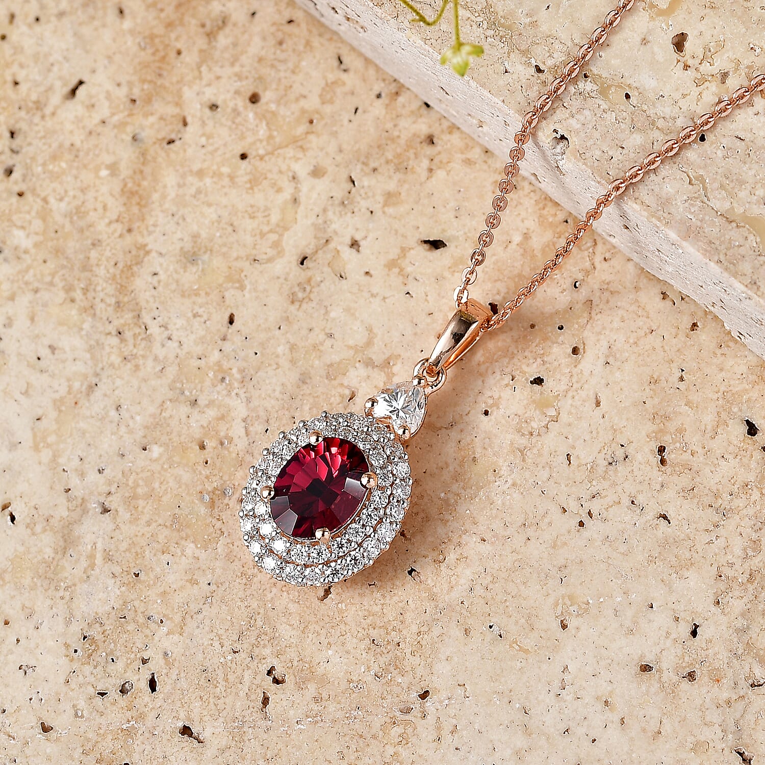 Pendant with Torn Chain 19DC (Size 20) in 18K RG Vermeil Sterling Silver 2.41 ctw