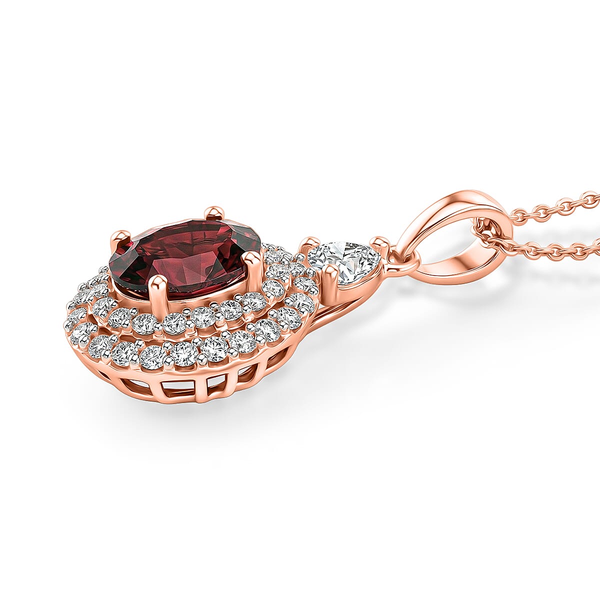 Pendant with Torn Chain 19DC (Size 20) in 18K RG Vermeil Sterling Silver 2.41 ctw