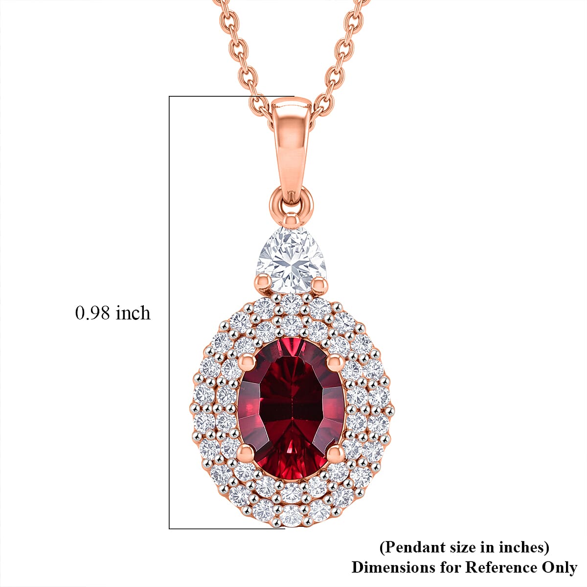 Pendant with Torn Chain 19DC (Size 20) in 18K RG Vermeil Sterling Silver 2.41 ctw