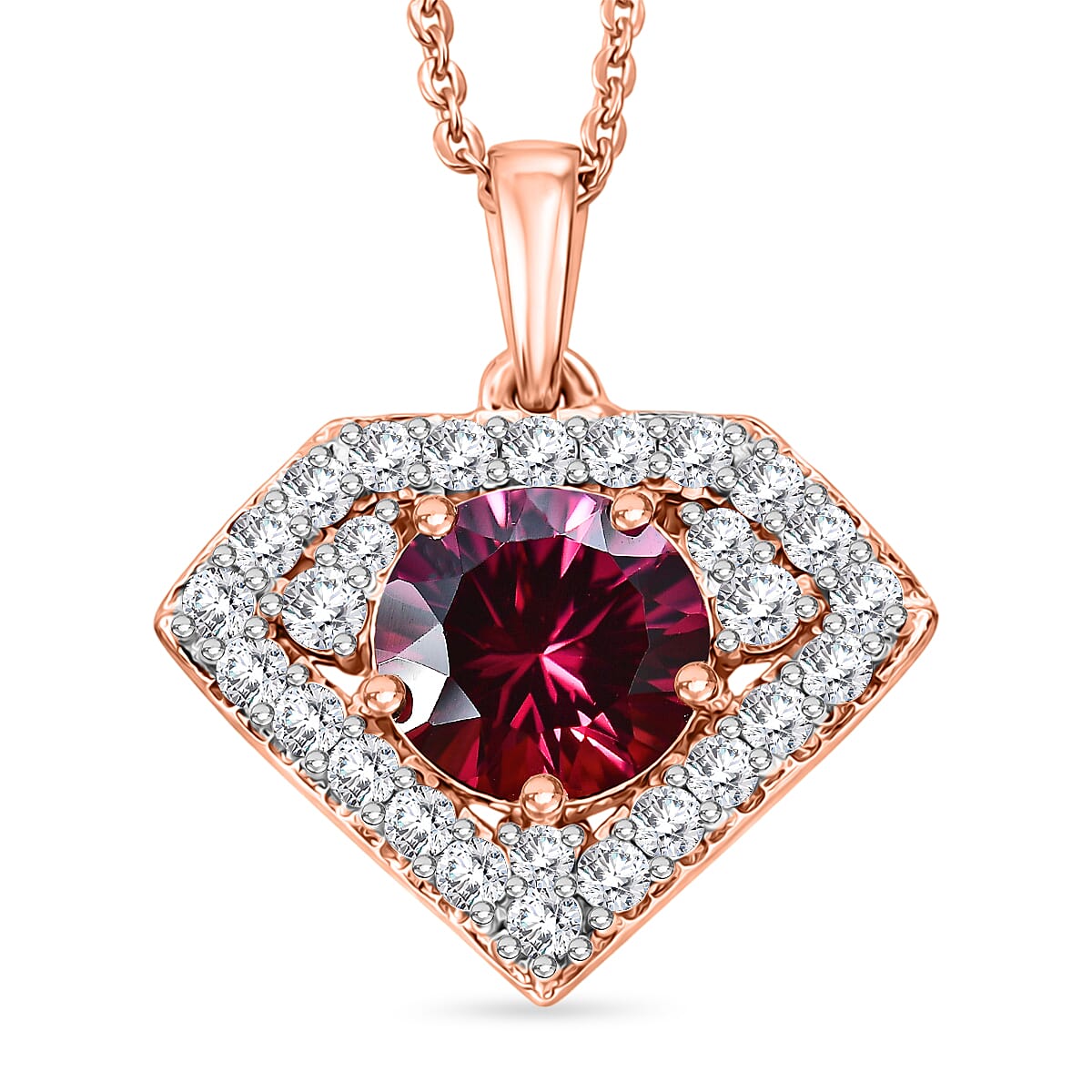 Pendant with Torn Chain 19DC (Size 20) in 18K RG Vermeil Sterling Silver 2.03 ctw