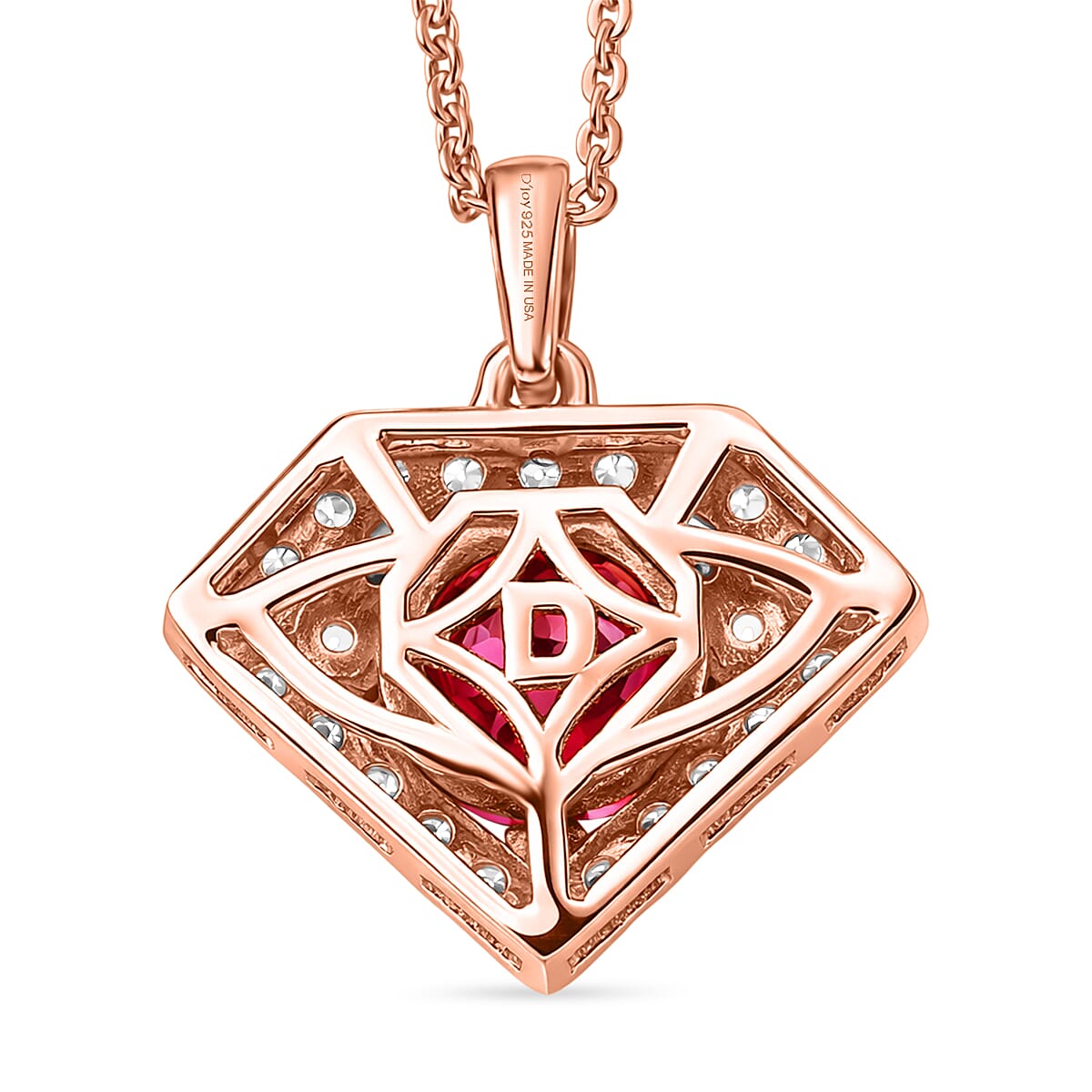 Pendant with Torn Chain 19DC (Size 20) in 18K RG Vermeil Sterling Silver 2.03 ctw