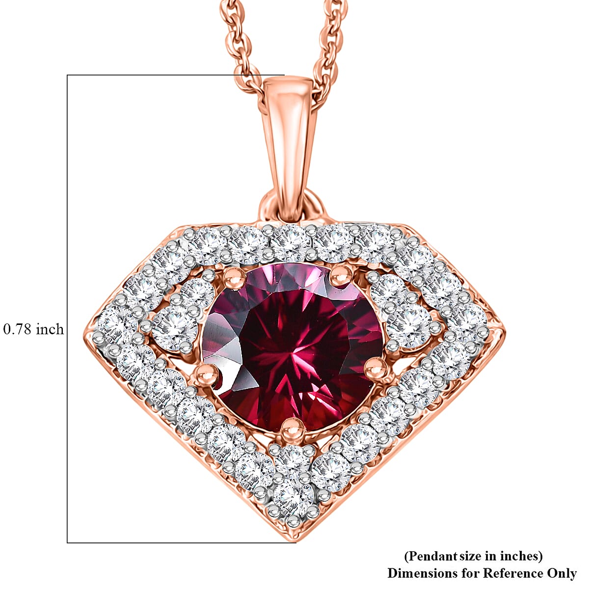 Pendant with Torn Chain 19DC (Size 20) in 18K RG Vermeil Sterling Silver 2.03 ctw