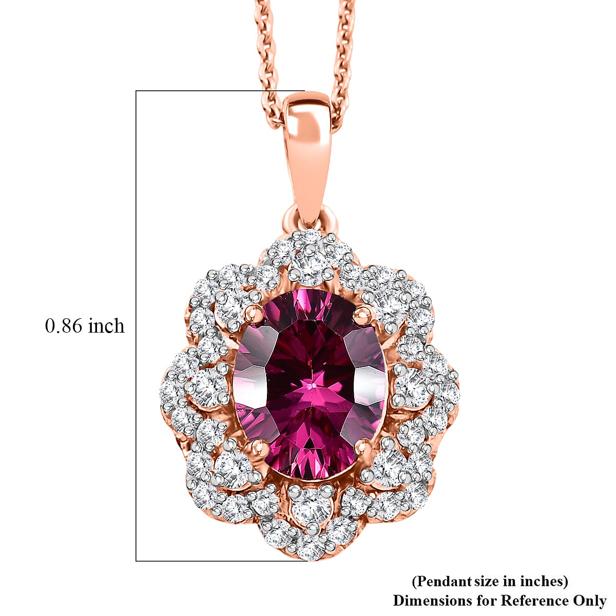 Certified & Appraised D'Joy Pink Garnet and Moissanite 2.75 ctw Pendant Necklace in 18K Vermeil Rose Gold Over Sterling Silver 20 Inches  image number 5